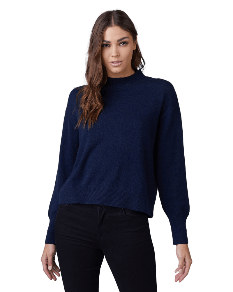 Women's Cashmere Mock Neck Sweater in Navy