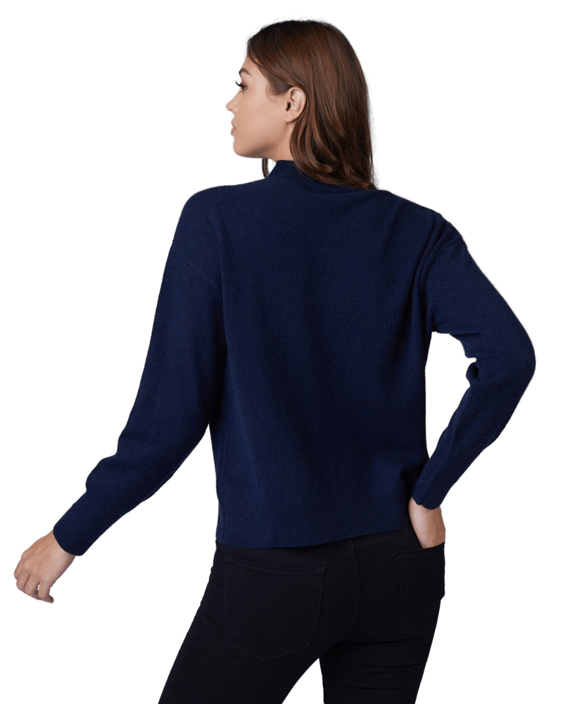 Women's Cashmere Mock Neck Sweater in Navy