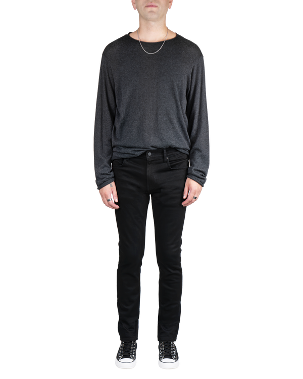 Men's Skinny Jeans in Stretch Jet Black-full view (front)