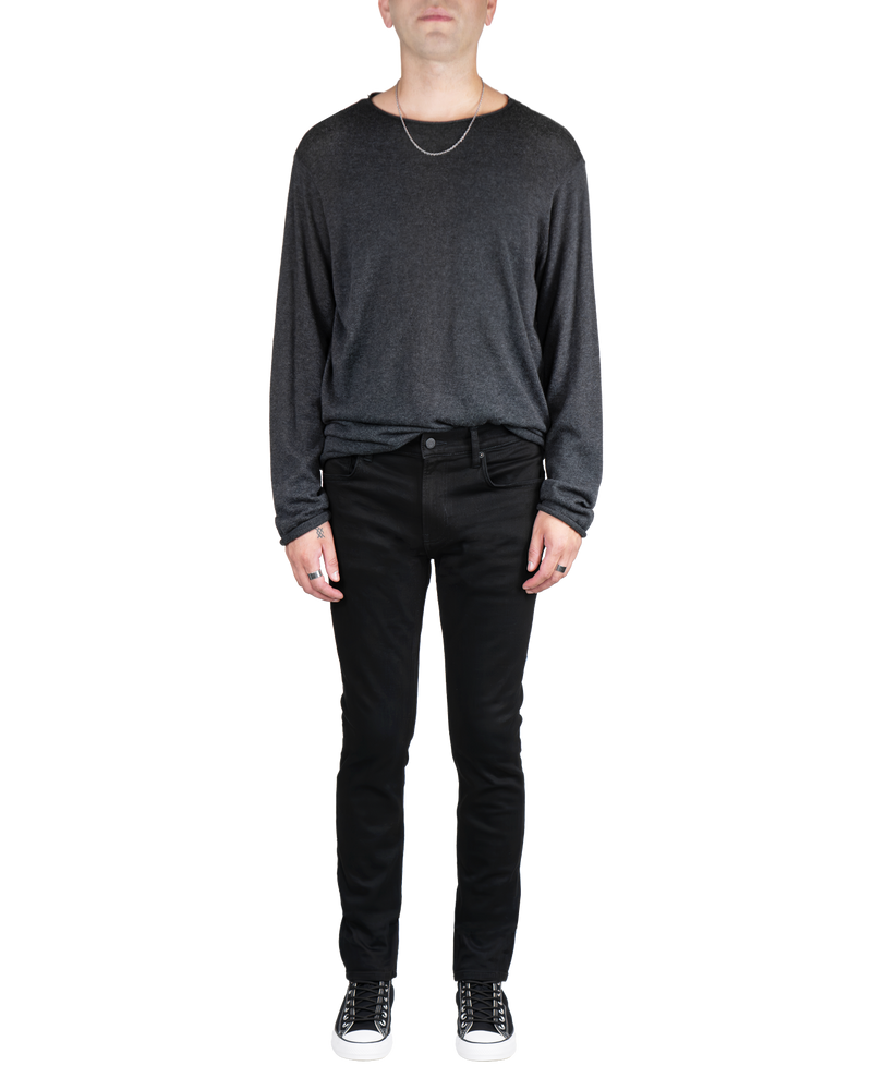 Men's Skinny Jeans in Stretch Jet Black-full view (front)