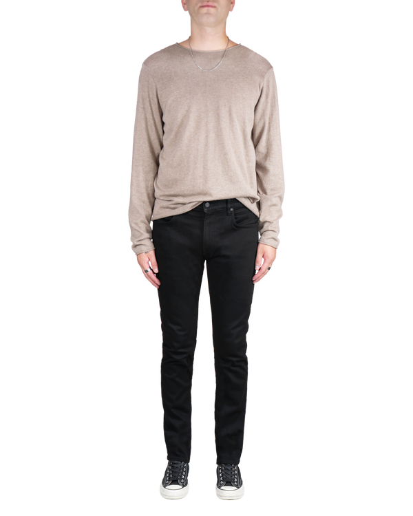 Men's Skinny Slim Jeans in Stretch Jet Black-full view (front)