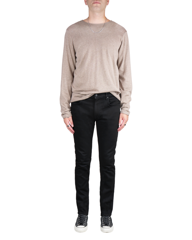 Men's Skinny Slim Jeans in Stretch Jet Black-full view (front)