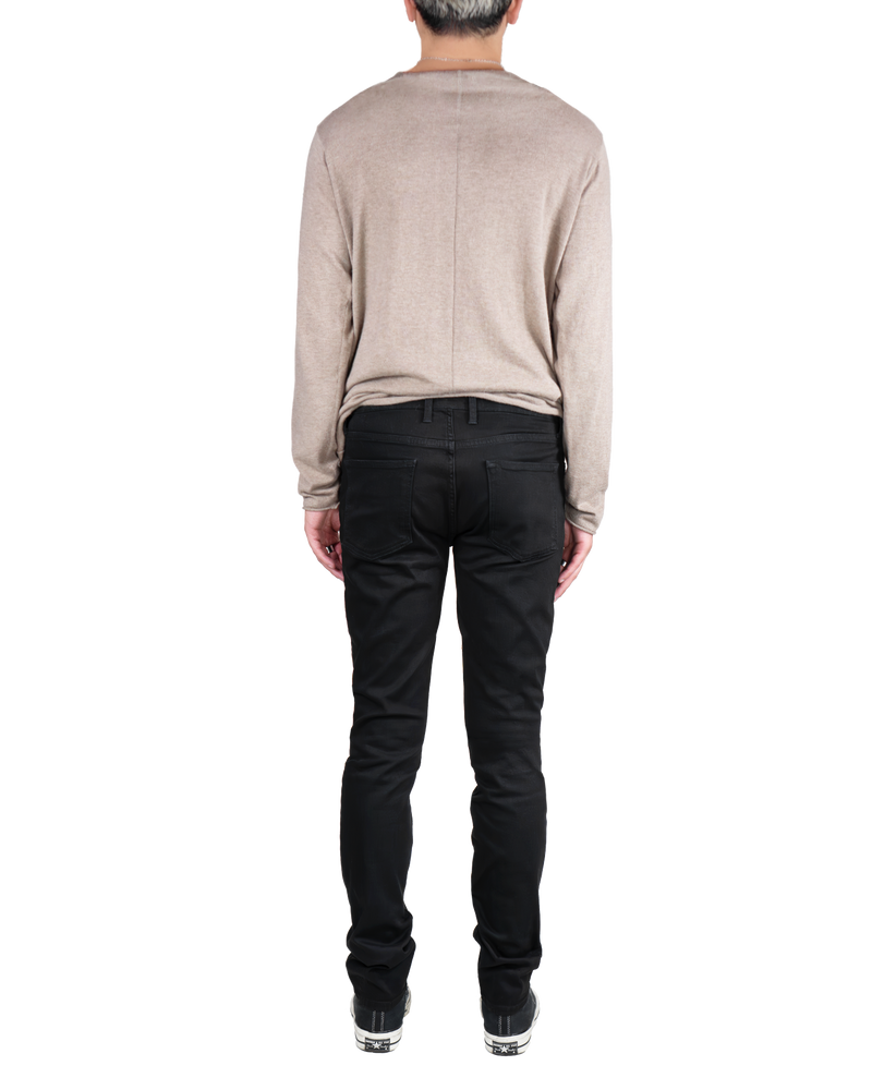 Men's Skinny Slim Jeans in Stretch Jet Black-full view (back)