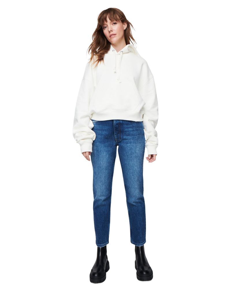 Women's Crop Hoodie in Off White