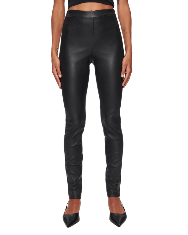 Women's Leather Leggings in Black