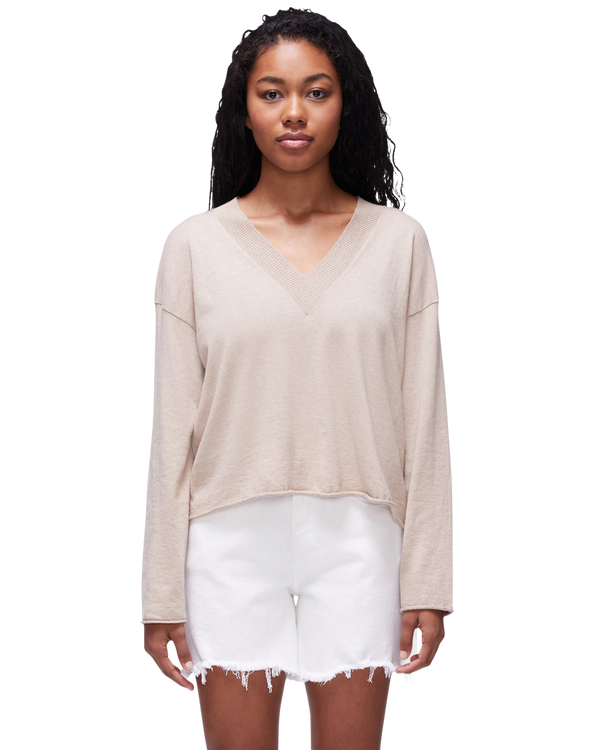 womens camel v-neck